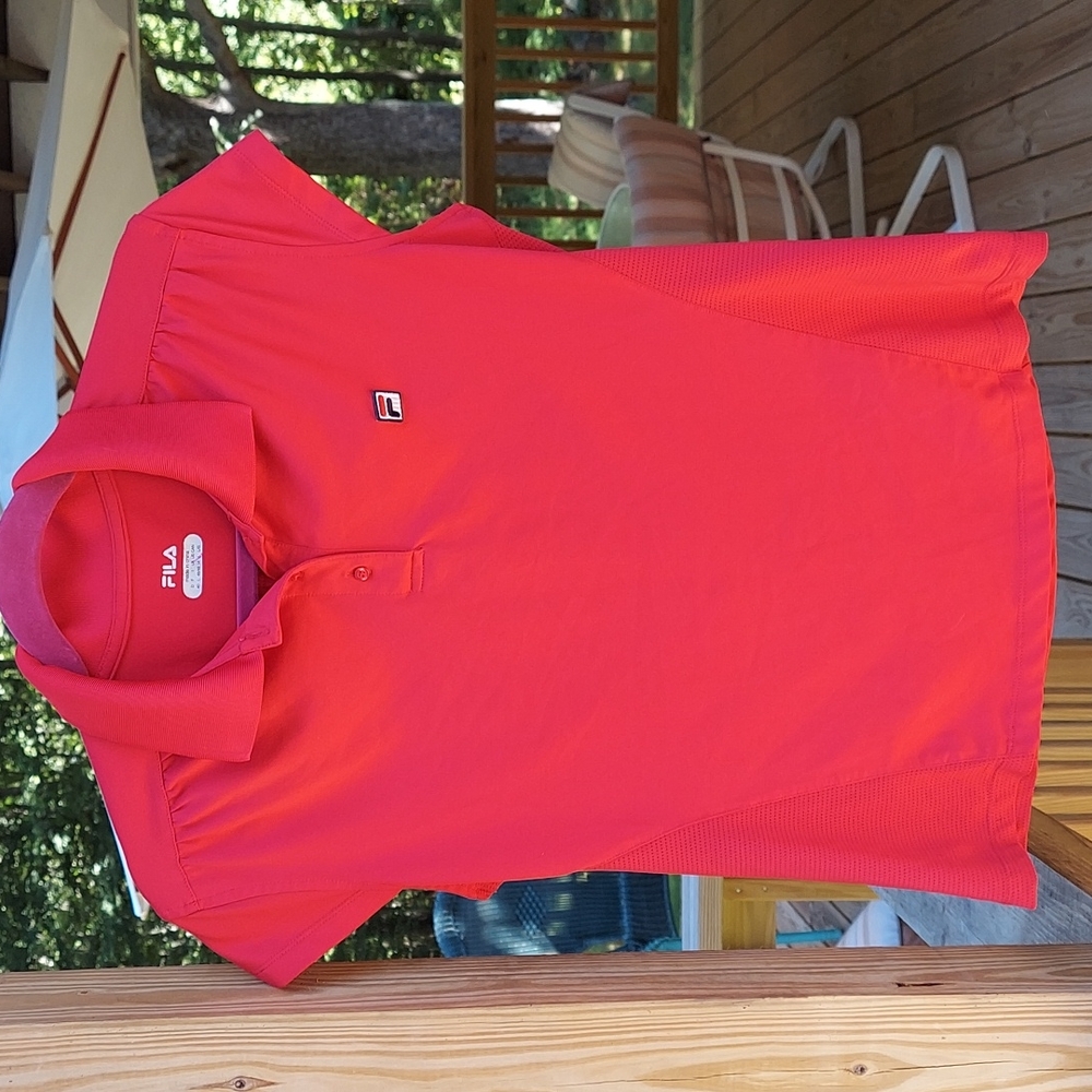 Red Fila Cap sleeve Shirt Top Sz L